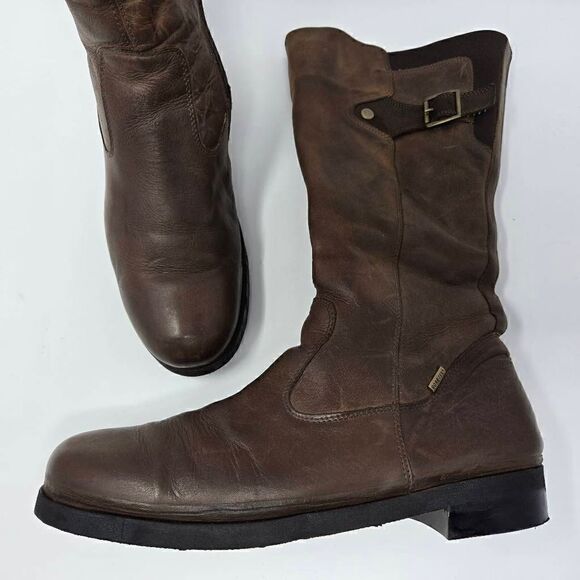 ARA BROWN LEATHER RIDER MOTO BOOTS GORE TEX WATERPROOF WOMENS SIZE 11 14" - Picture 1 of 12